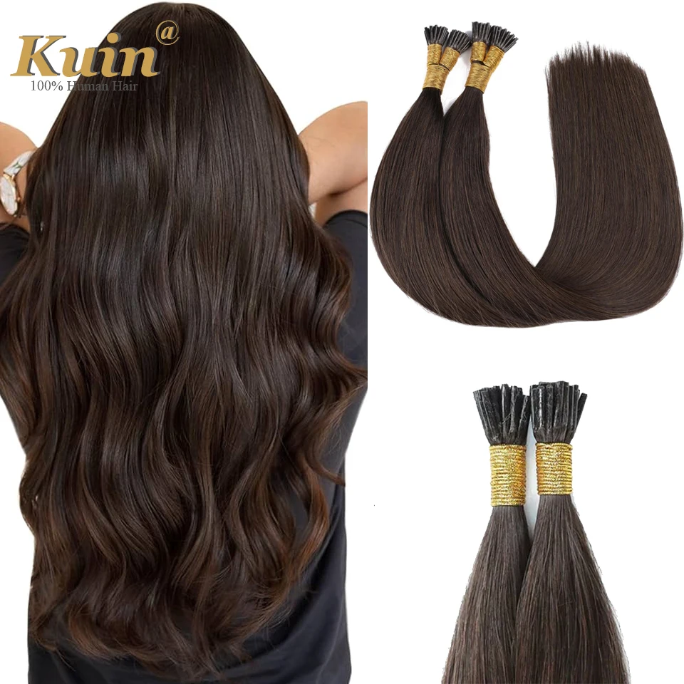 

Full End I Tip Human Hair Extensions Stick Tip Keratin Remy Human Hair Pre Bonded Dark Brown Straight Hair Extension for Women