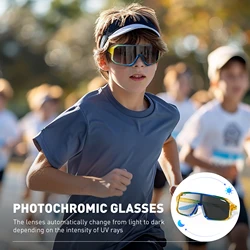 Kapvoe Photochromic Children's Cycling Glasses UV400 Kids Cycling Sunglasses Bicycle Goggles MTB Outdoor Bike Sports Eyewear
