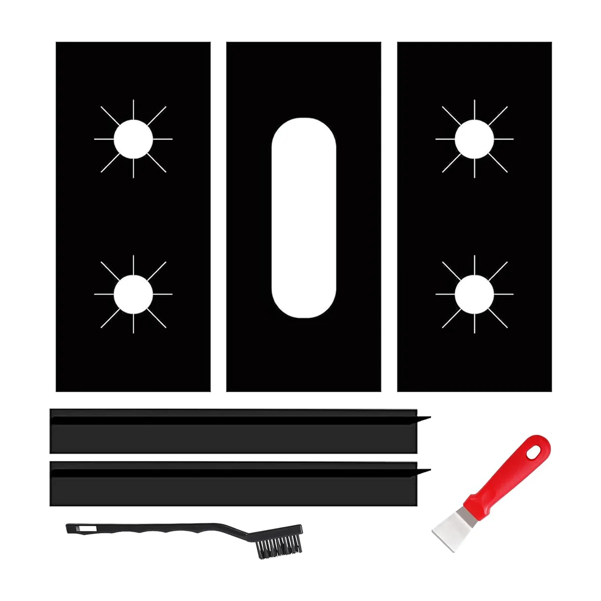 Guards for Gas Stove Top Covers Protector 0.3mm,Gas Stove Burner Covers 3 Stove Mat Protector with 2 Stove Space Fillers