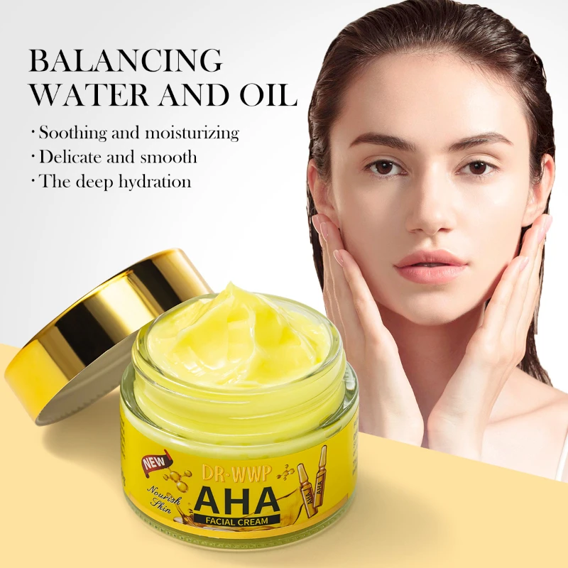 Crema Facial AHA, Ilumina y Unifica el Tono de Piel, Hidratante Facial Calmante y Control de Grasa, Hidratante que Aumenta la Luminosidad para Piel Opaca