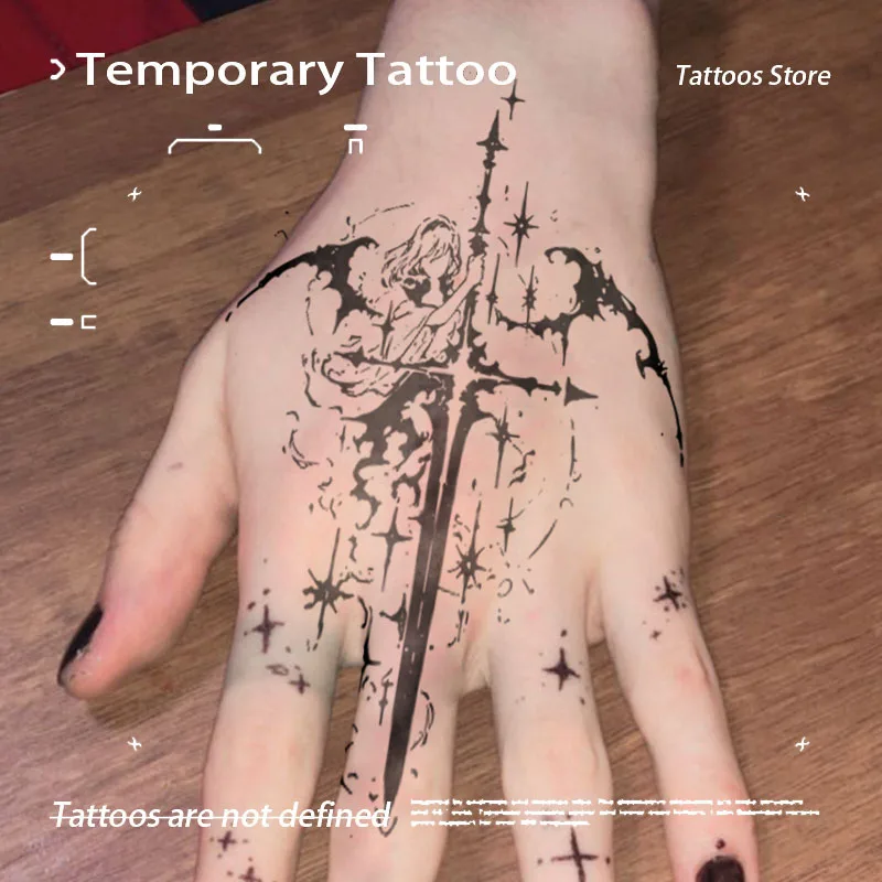 السيف المقدس الملاك العشبية عصير الوشم ملصق الرجال والنساء الجسم مقاوم للماء الوشم Y2K مثير فتاة ساخنة الوشم المؤقت هدية حفلة