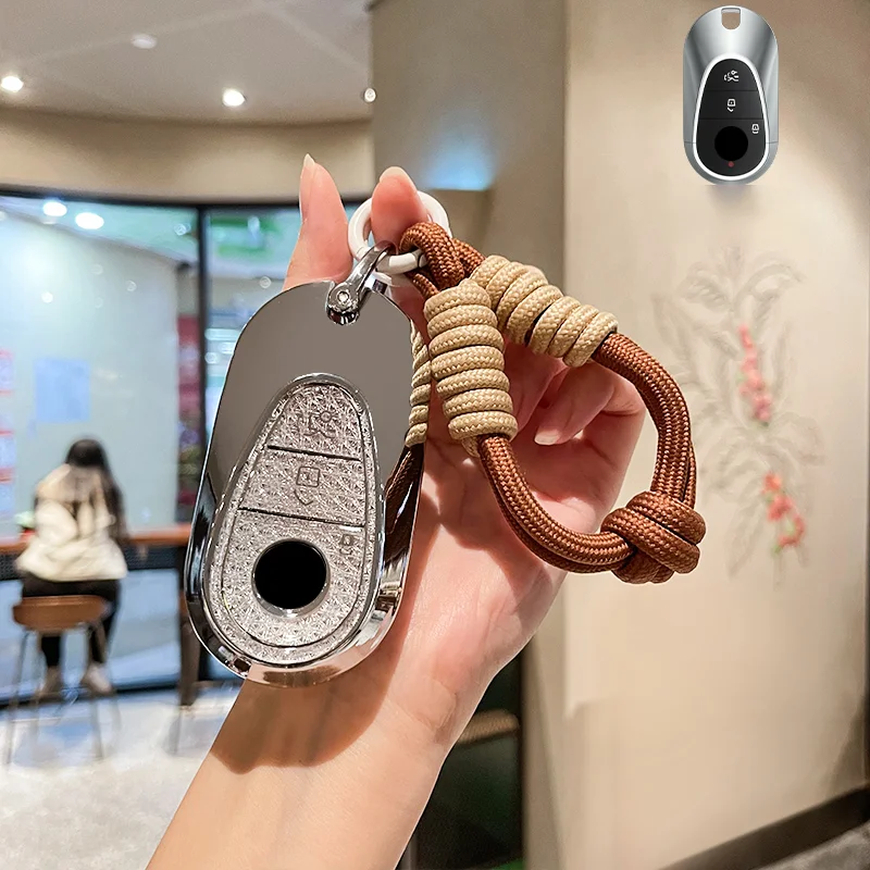 

Good TPU White Crystal Style for Mercedes Benz S400L S450 S500 MaybachS480 W223 Remote Smart Car Key Case Cover Fob BAG Keychain