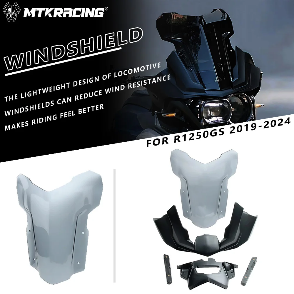 

MTKRACING Windshield For BMW R1250GS 2019-2024 Motorcycle Windscreen Windshield Wind Shield Screen Protector Accessories