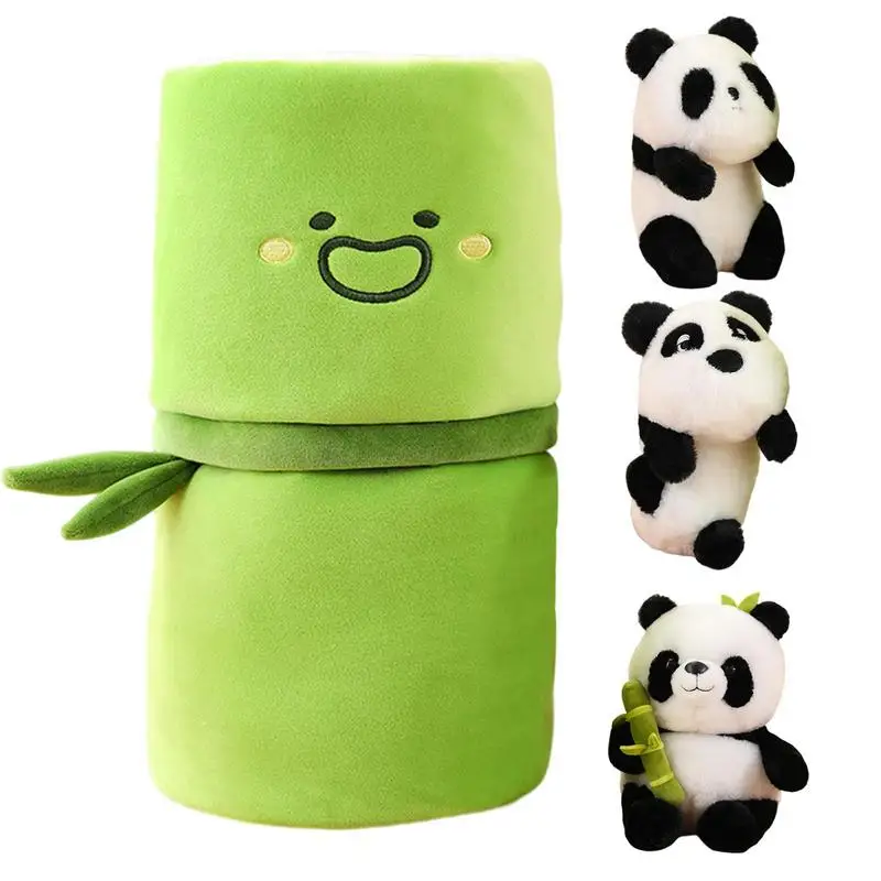 Bamboo Panda Transformed Into Plush Toy Soft And Comfortable Stuffed Animal Plushie Huggable Pillow Doll Toy For Kids Adults