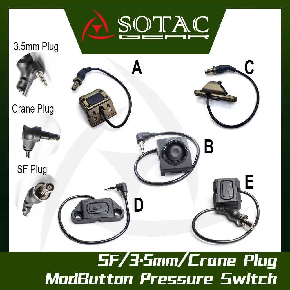 

Tactical ModButton Pressure Switch 20mm Rail For Flashlight M300 M600 NGALPEQ15 Hot button Control Romote Switch SOTAC-GEAR