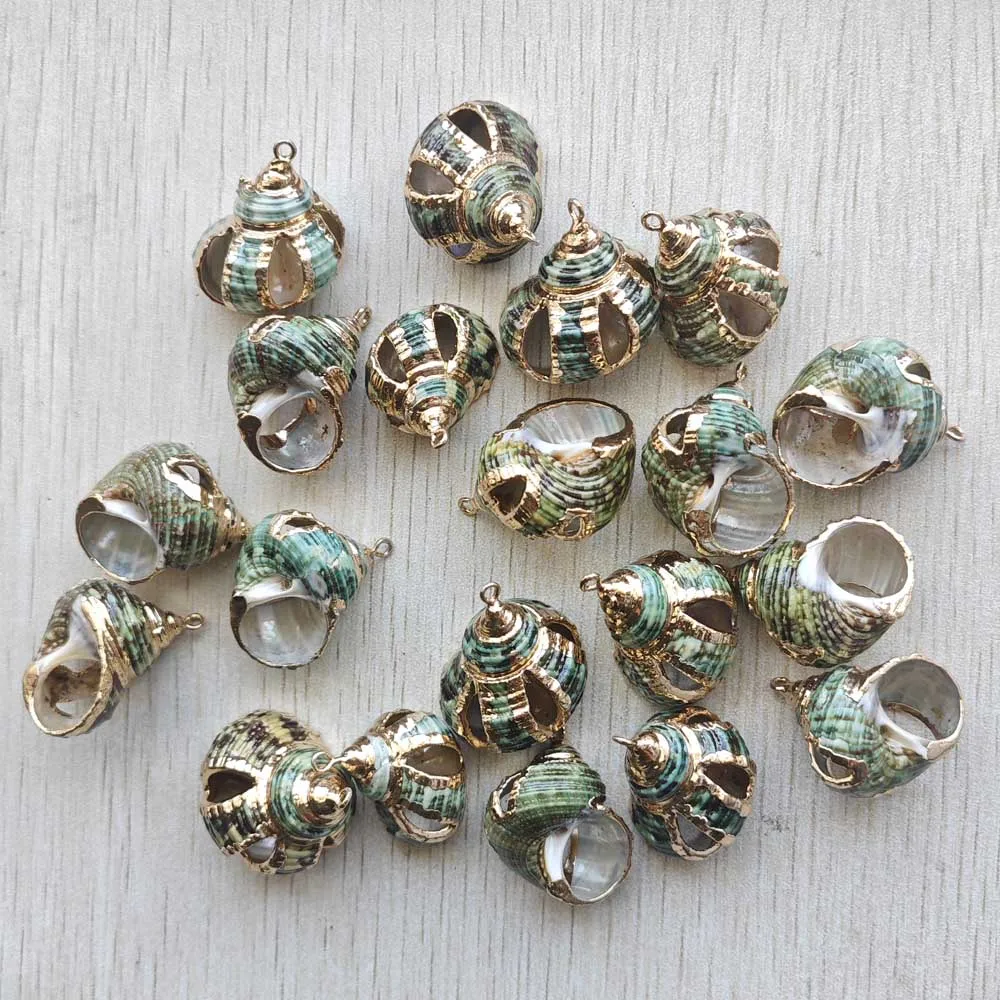 

Wholesale 20pcs/lot fashion natural hollow Spiral Shell Charms Conch Pendants for DIY Jewelry Accessories Making free shipping