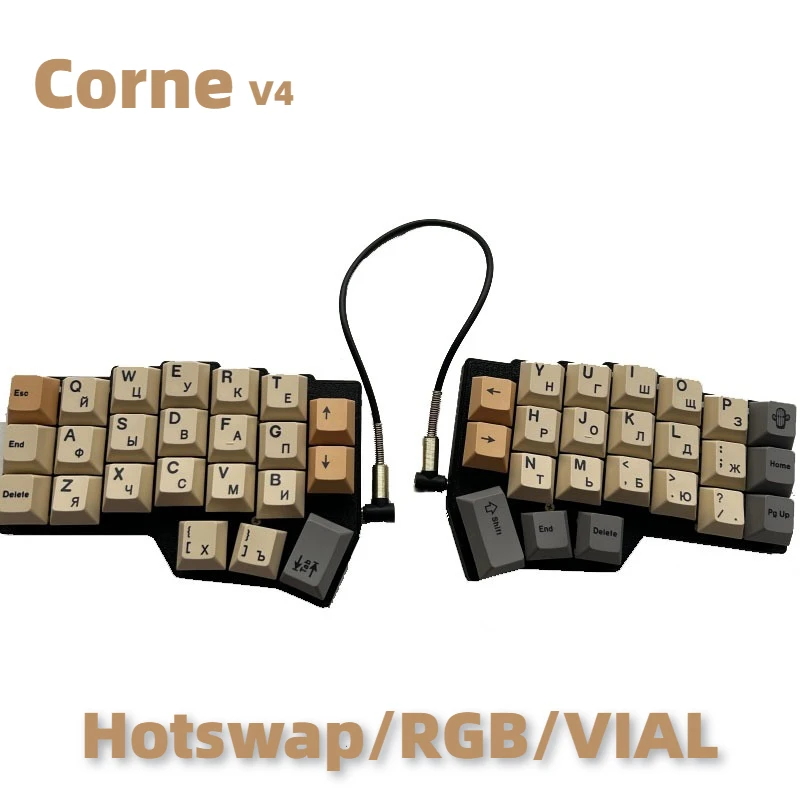 

Комплект разделенных клавиатур Corne V4, проводной флакон с поддержкой RGB, эргономичная игровая клавиатура с возможностью горячей замены, черный комплект, клавиатура Corne Mx