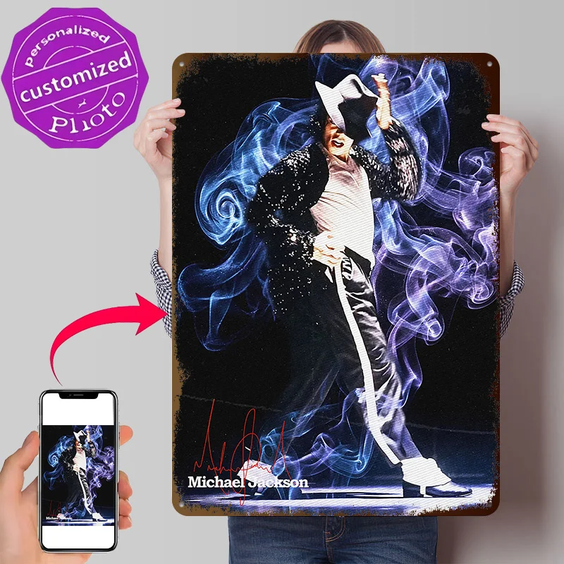 Michael Jackson in Smoke 3D Texture Metal Poster Customized Wall Art Tin Sign Gift for Mancave Wand Deko Living Room Decoration