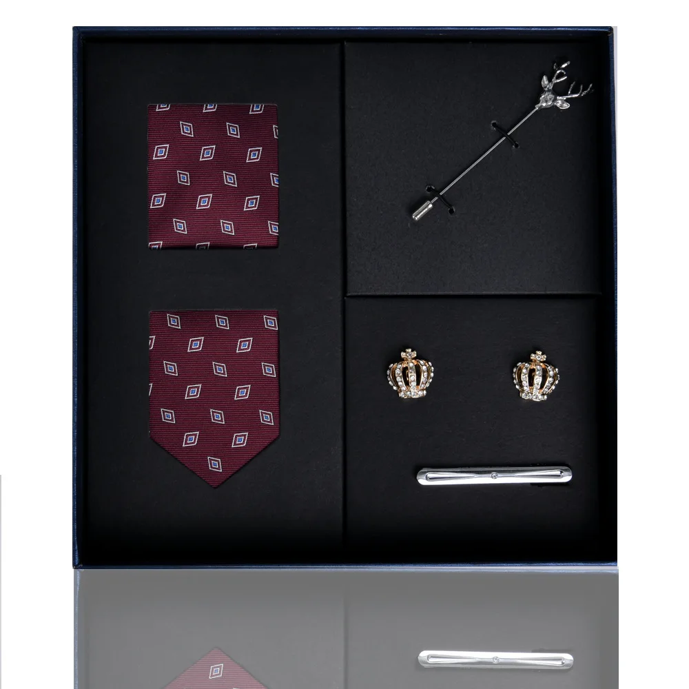 Tie men's formal business gift box 5-piece set with striped new stock hand tied 8cm with gift box packaging