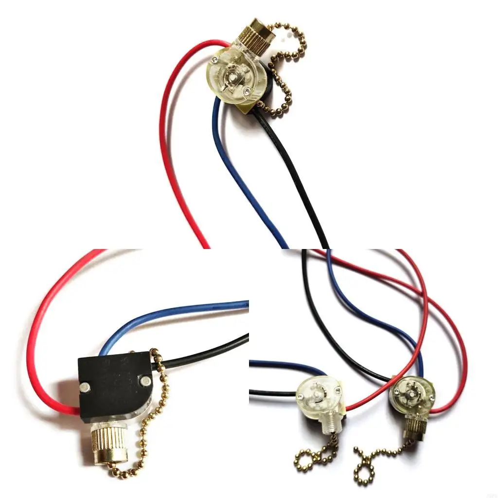 J6PE Universal 3-Wire Ceiling Beaded Ball Pull Chain Switch Easy to Install