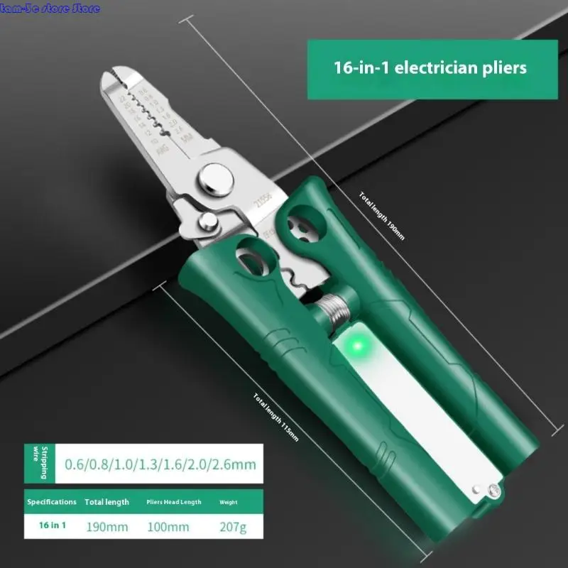 회로 감지기 와이어 와이어 스트리핑 크림 핑 기능이있는 D0UA Professional Electrician 도구