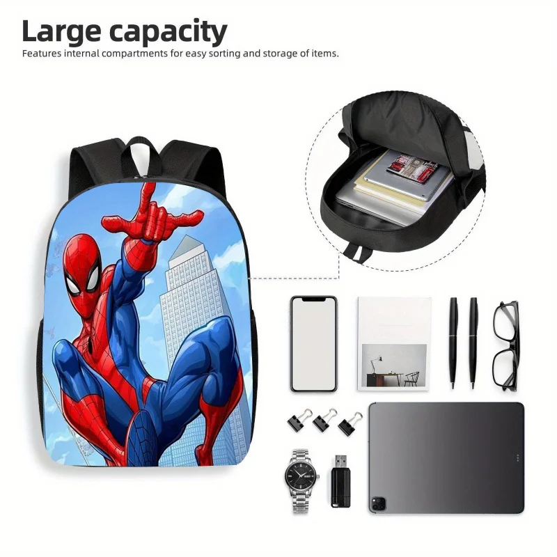 حقيبة ظهر MARVEL Spider-Man ذات سعة كبيرة - بوليستر مريح وخفيف الوزن ومتين مع جيوب متعددة، مثالية للعمل،