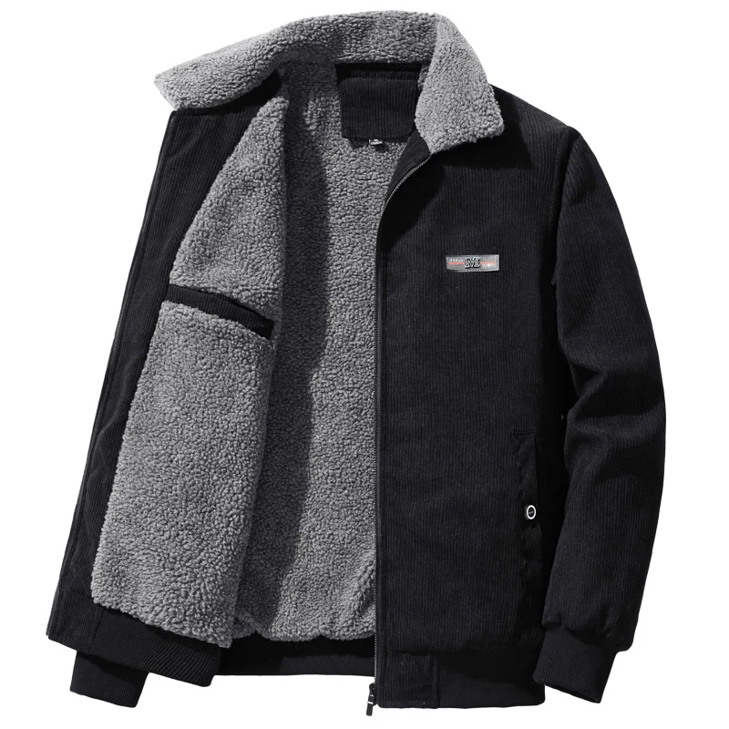 

Winter Polar Wool Jacket Men's Corduroy Casual Warm Wool Clothing Jacket OIutdoor Warm Full Zipper Loose Hiking Jacket