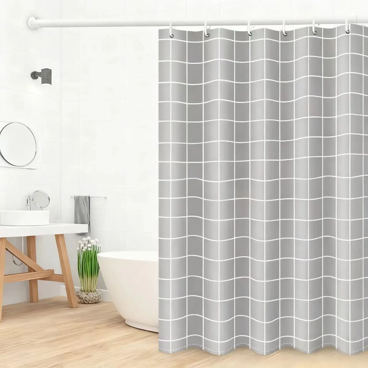 

Водонепроницаемая занавеска для душа VIKAMA с защитой от плесени для ванной комнаты - комплект занавесок для душа для ванной комнаты с толстой занавеской-перегородкой и дверной занавеской