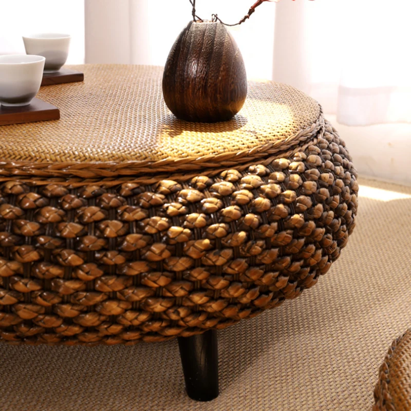 Hand Woven Rattan Side Table Windowsill Tables Zen Tea Table Creative Storage Coffee Tables Modern Simple Living Room Furniture