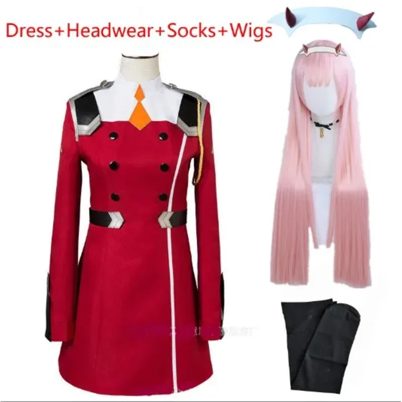 02 Zero Two Косплей Костюм Дарлинг в FRANXX Косплей DFXX женский костюм полный комплект платье Полный комплект: платье головной убор носки парик 02 Zero Two Косплей Костюм Дарлинг в FRANXX Косплей DFXX женский костюм полный комплект платье Полный комплект: платье головной убор носки парик