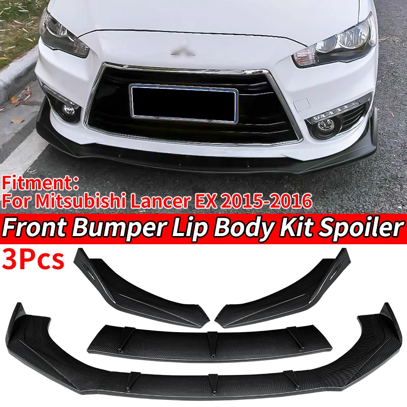 

High Quality Car Front Bumper Splitter Lip Diffuser Spoiler Accessories Carbon Fiber Look ABS For Mitsubishi Lancer EX 2015-2016