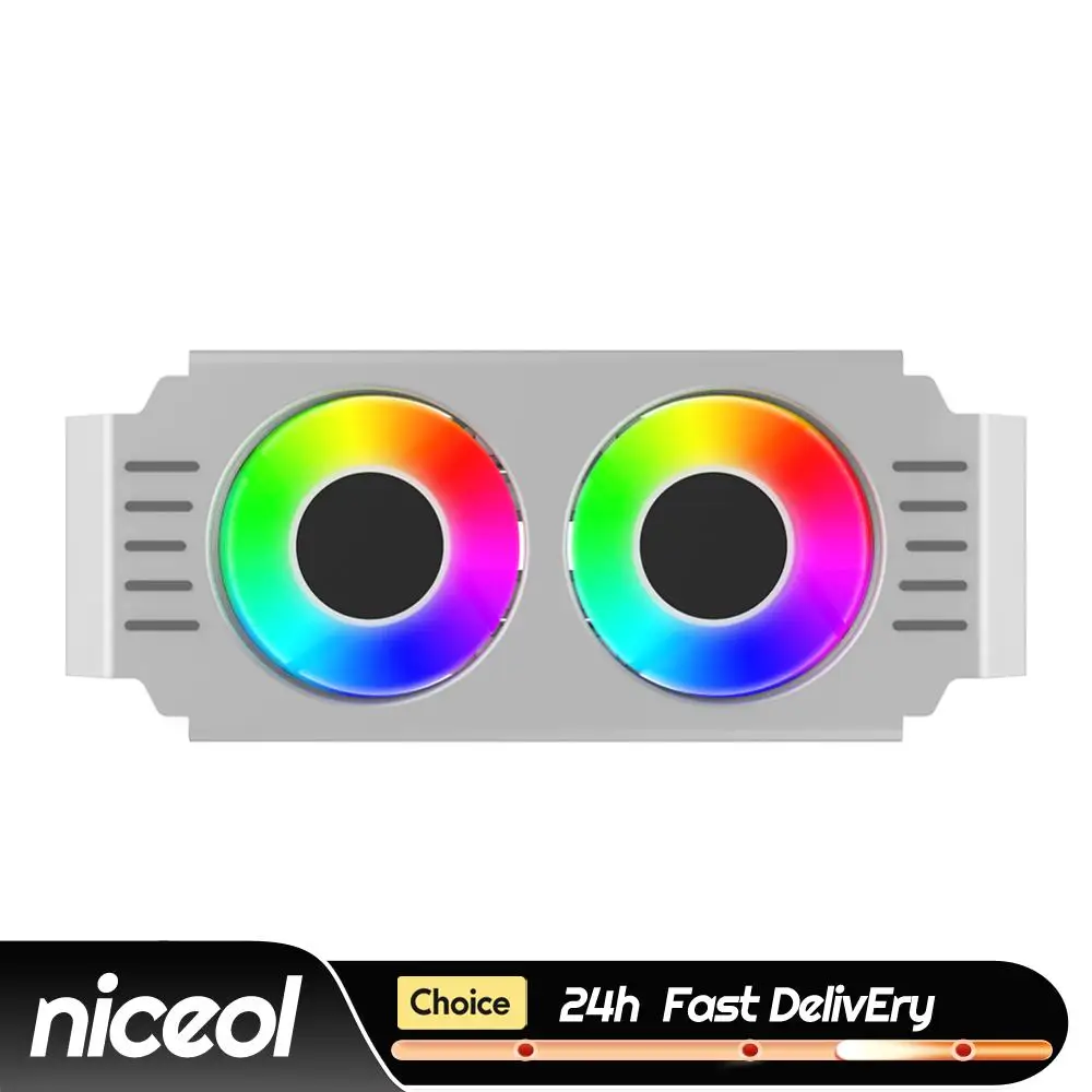 

Вентилятор охлаждения оперативной памяти (ОЗУ) 4-контактный PWM/5В 3-контактный ARGB, радиатор для чипов памяти, 1000-4500+ об/мин, с двумя 120-мм вентиляторами для охлаждения DDR4 DDR5