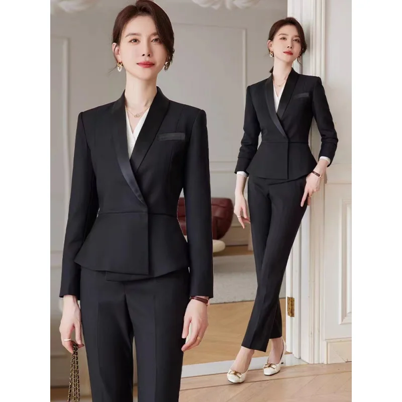 Ensemble de costume gris, tenue d'affaires d'automne 2023, uniforme de réception d'hôtel, vêtements de travail formels d'affaires