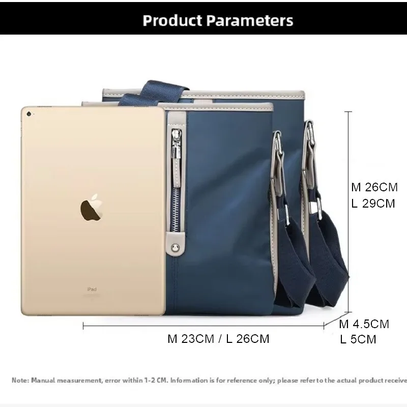 Fashion shoulder bag Oxford men's crossbody bags business waterproof short trip zipper male solid color messenger