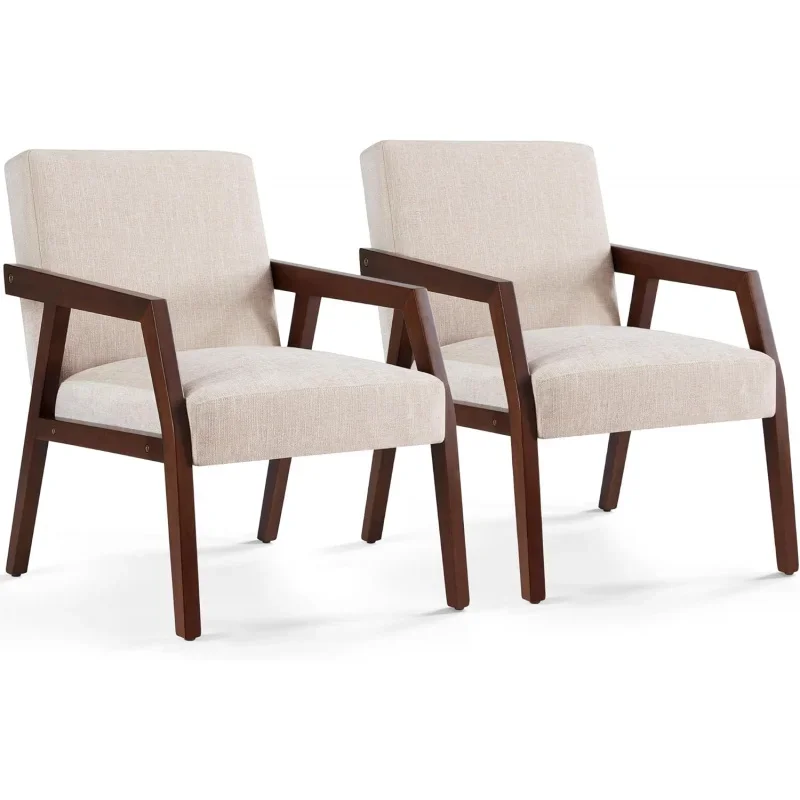 HUIMO Arm Chair Set of 2 Accent Chair, Wooden Mid-Century Modern Accent Chairs, Elegant Upholstered Lounge Chair for Living Room