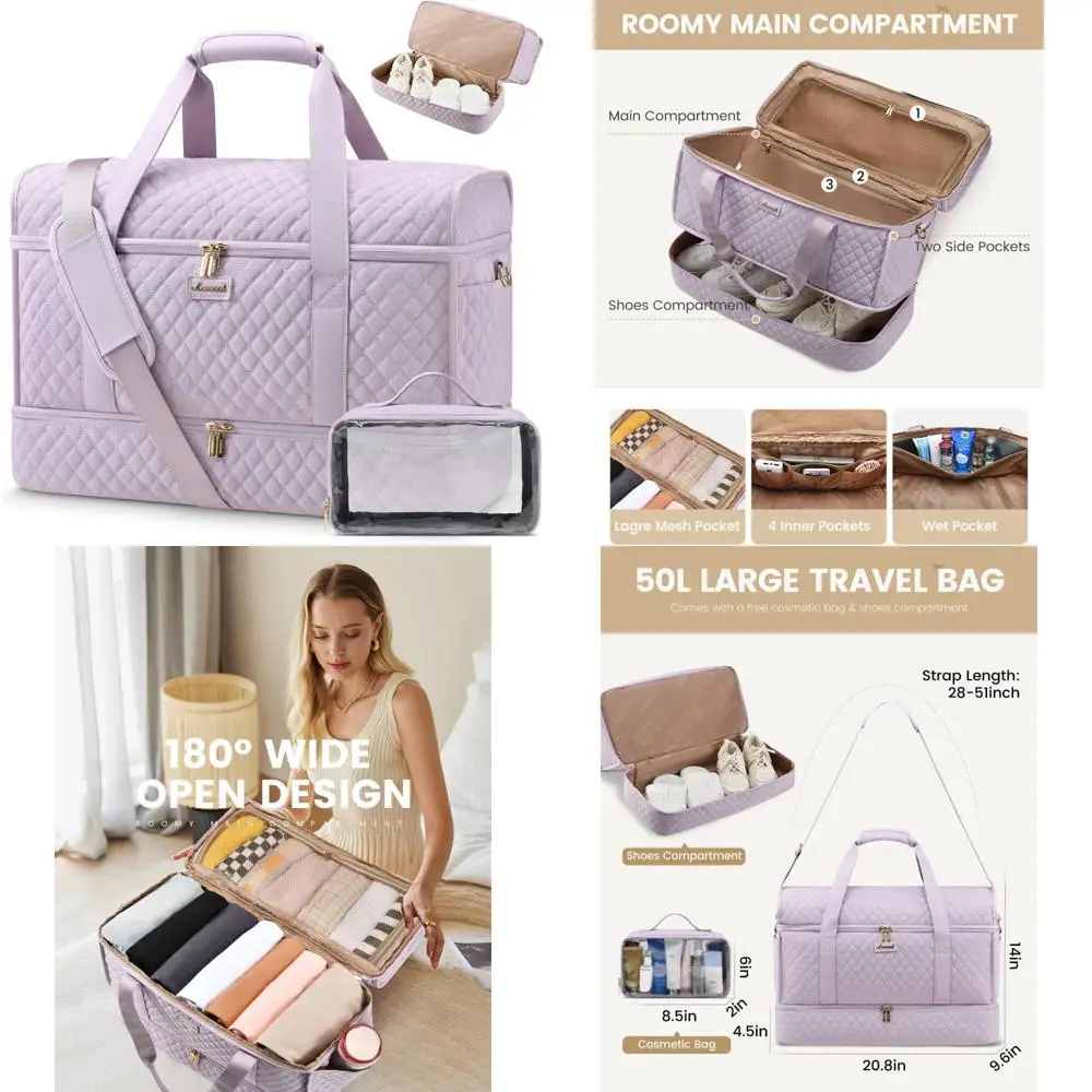 

Женская большая спортивная сумка Weekender с отделением для обуви — идеально подходит для ночных останов, больничных поставок и путешествий.