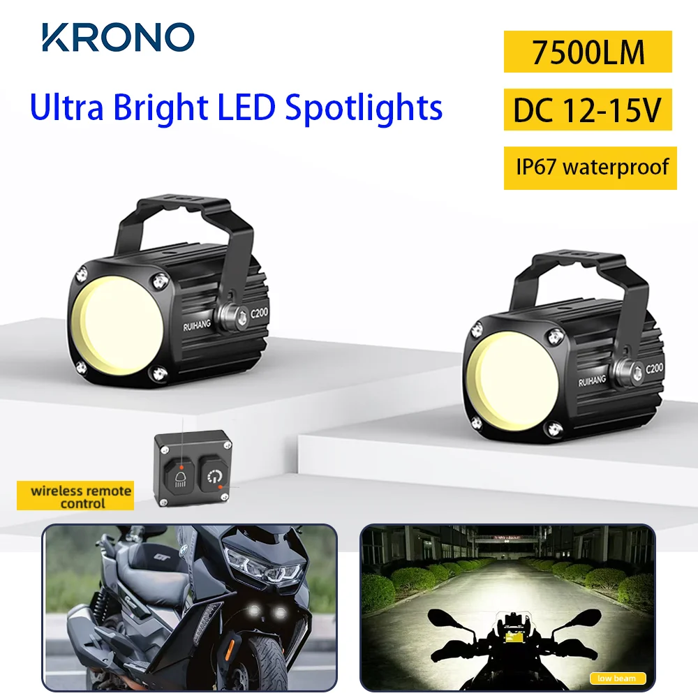 

Motorcycle LED Spotlights Ultra Bright Driving Lamp Waterproof Additional Headlights for Yamaha Honda BMW Motobike ADV Scooter