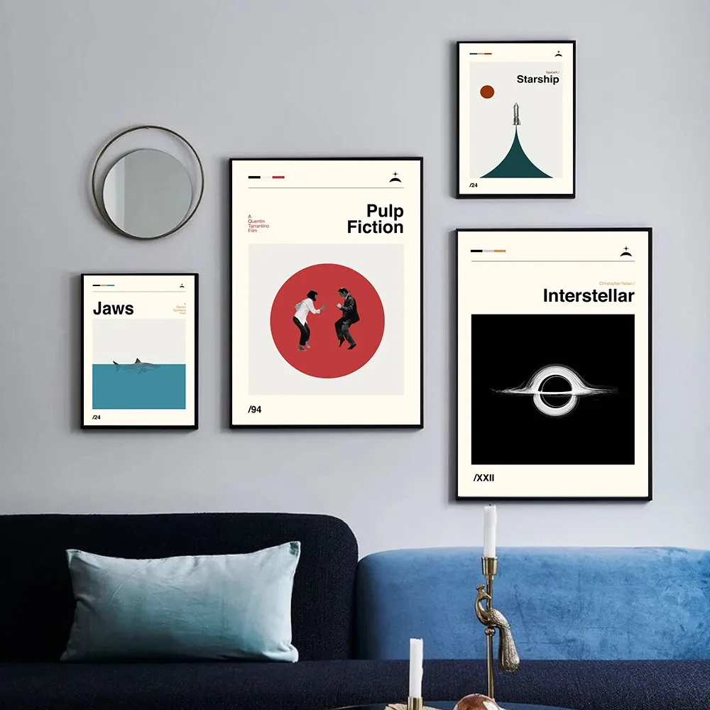 Interstellar Starship Mid-Century Kunstdrucke Pulp Fiction Retro Poster Jaws Leinwandgemälde Abstrakte Wandbilder Schlafzimmer Deko