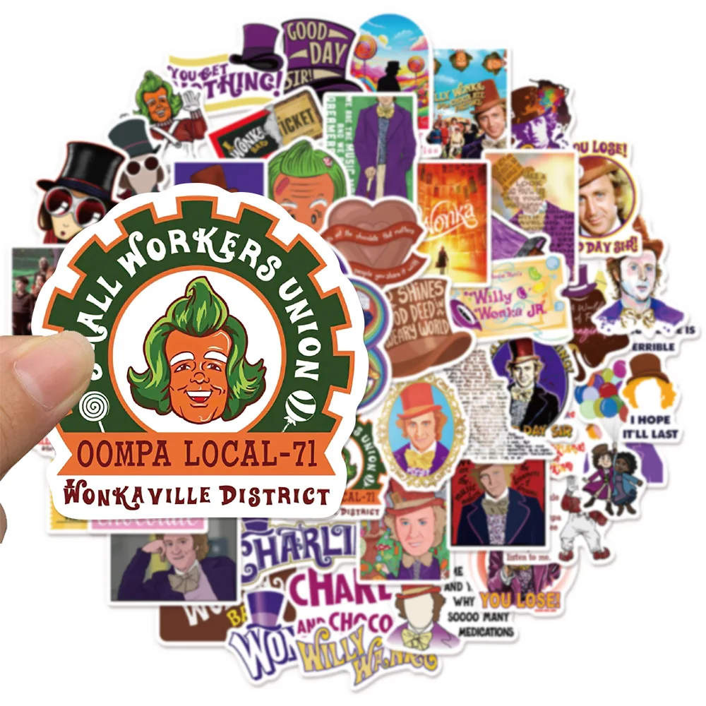 50PCS Fun Chocolate Factory Graffiti Stickers DIY Waterproof Luggage Notebook Water Cup Computer Motorcycle Toy Stickers