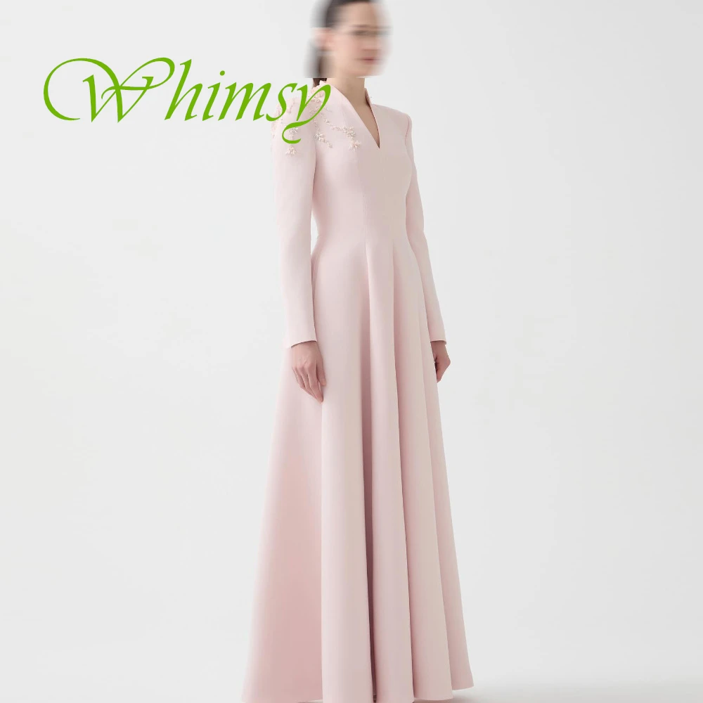 فستان سهرة رسمي مخصص من الجيرسيه برقبة على شكل حرف V كلاسيكي بأكمام طويلة فساتين العودة للوطن زهور رقيقة فساتين مناسبة مخصصة