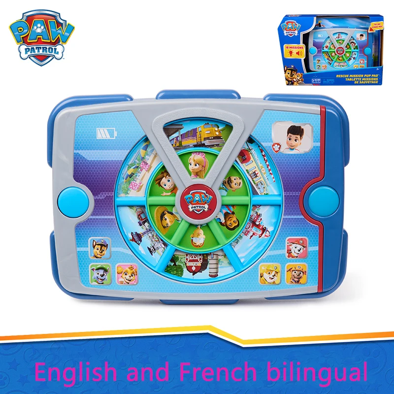 

100% Original Paw Patrol Ryder Mission Pup Pad Interactive Toy with Lights Sounds & Music Pretend Play English French Kids Toy