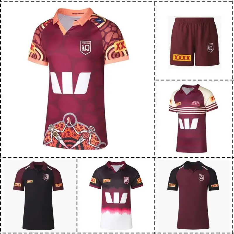 

2024 Queensland Maroons Indigenous Training Polo Captains Run Rugby Jersey Men's（Print Custom Name Number）