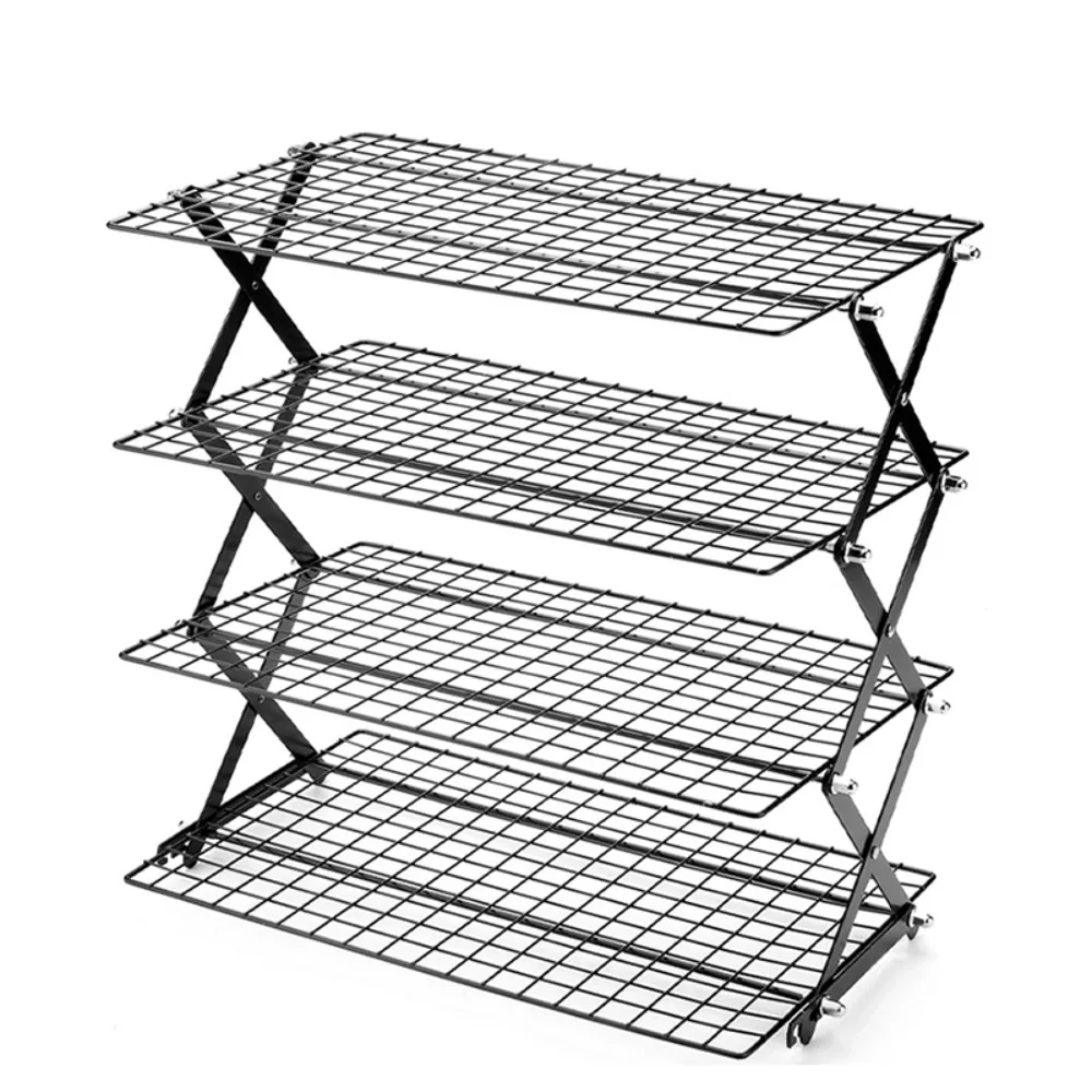 4/5 Tier Collapsible Baking Cooling Rack Space-Saving Stainless Steel Baking Drying Rack Grid Mesh Rectangular