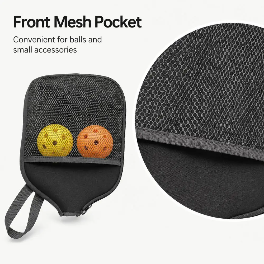 Wear Resistant Pickleball Paddle Bag Shockproof Zipper Closure Racket Sports Bag Padded Body Mesh Pocket Racket Carrying Bag