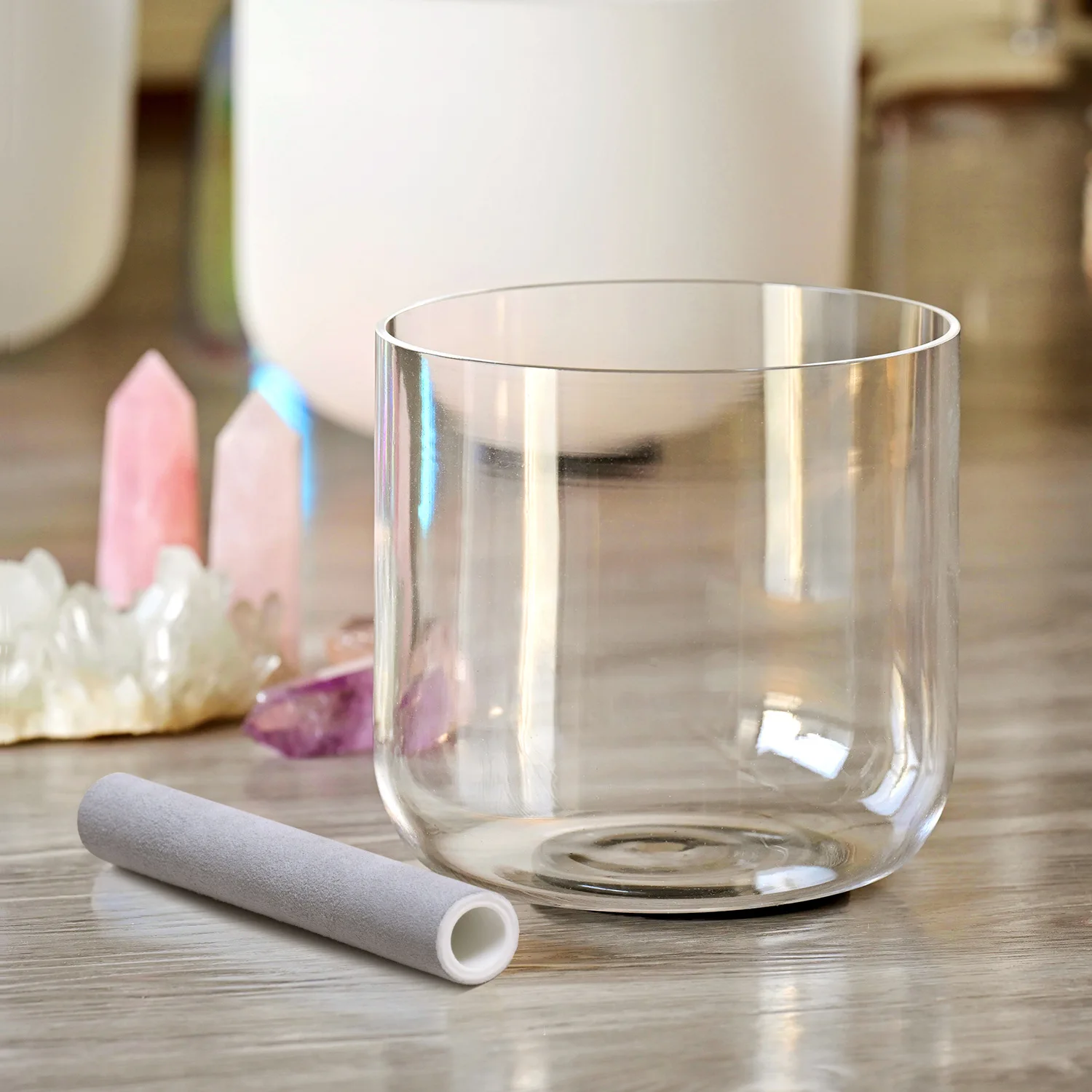 5.5 Inch A Note Clear Alchemy Crystal Singing Bowl,Transparent Sound Therapy for Meditation Yoga Third Eye Chakra Sound Healing