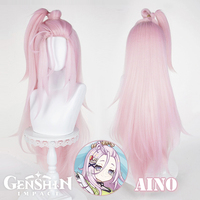 Genshin Impact Aino Cosplay Wig Long Pink Grandient Wavy Hair Wigs For Women Gilrs Nod-Krai Song of the Welkin Moon Free Wig Cap