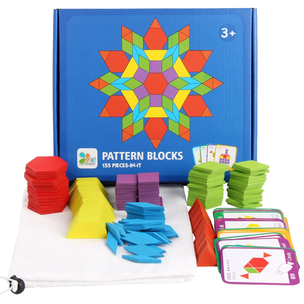 

155Pcs Creative Shape Jigsaw Puzzle Toys Funny Geometric Shaped Wooden Tangram Toys Kit Kids Early Educational Toys