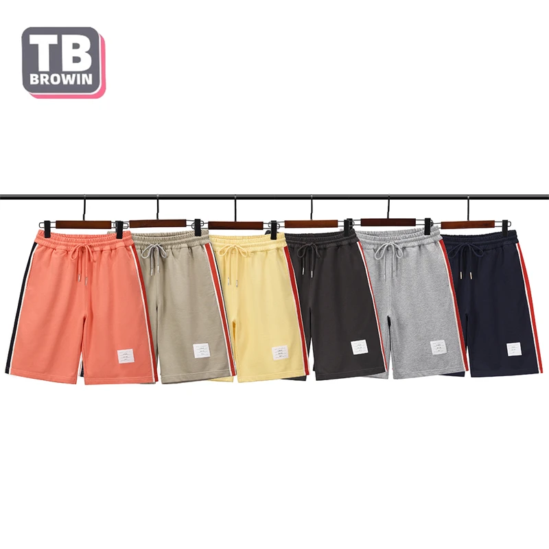 Brand TB BROWIN Thom casual shorts webbing four-bar luxury striped tide men's summer trend drawstring cotton sports mid pants