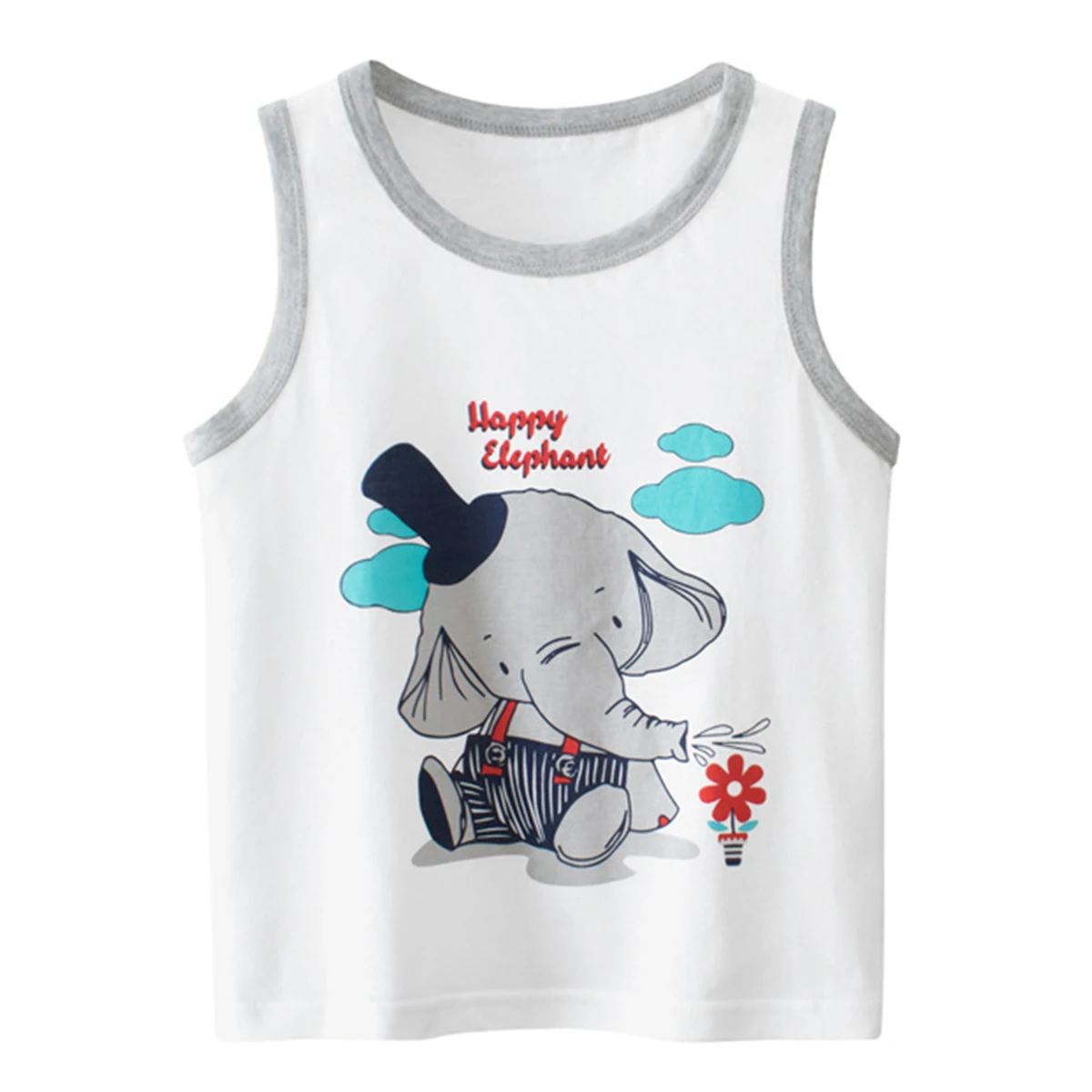 Boys Cartoon Animal Tank Tops Toddler Graphic Summer Pull-on Tops Vest Kids Casual Sports Gym Sleeveless Tees Children Clothes