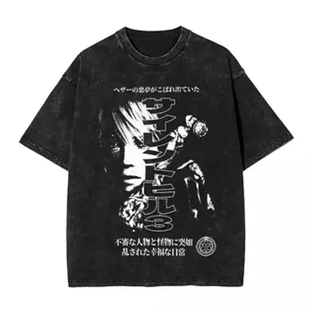 Nightmare Carousel T Shirt Residented Eviled Washed Oversized T-Shirt Cotton Summer Short Sleeve Tee Shirt Men Women Clothing