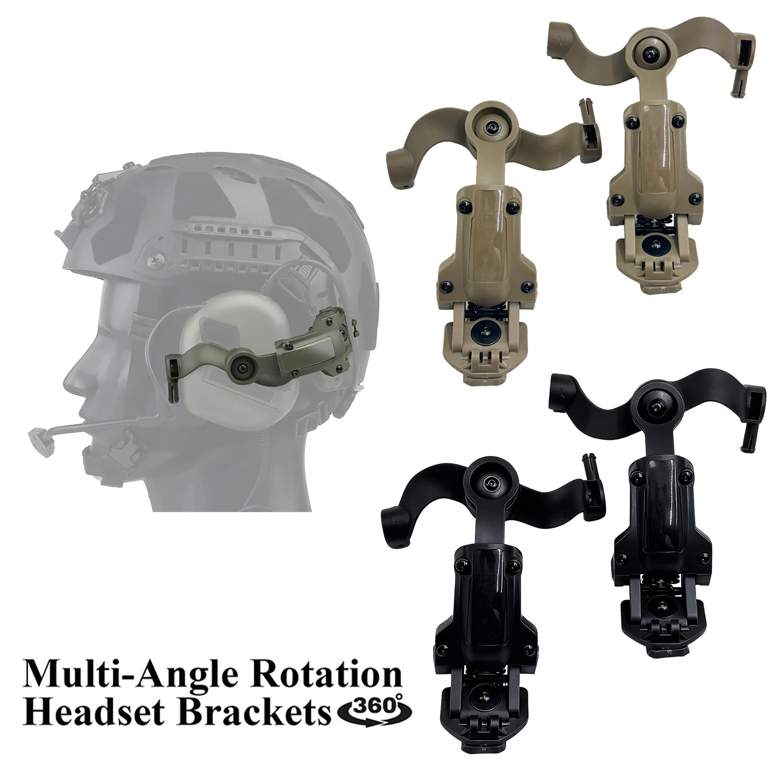 

Multi-Angle Rotation Helmet Rail Adapter for Tactical Headset Fit OPS Core ARC and Team Wendy Rail