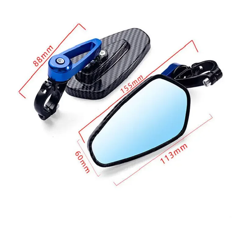 2023 New Motorcycle Rearview Mirror Carbon Fiber Pattern Handlebar Mirror Modified Inverted Rear Mirror Motorbike Accessories