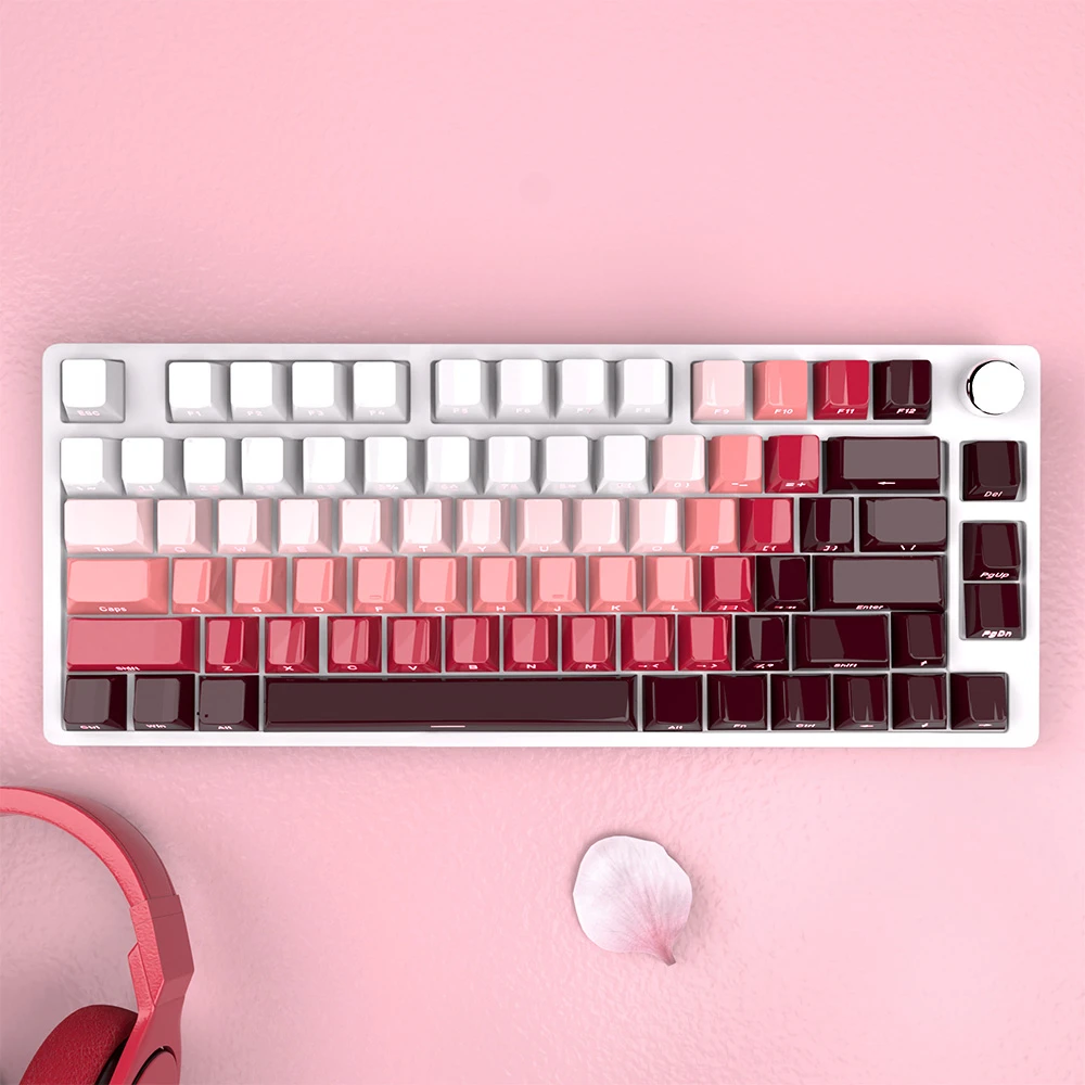 Rouge Theme Keycap Set 145key PBT Custom High-gloss Gradient Keyboard Cap Cherry Profile Gaming KeyCap for Mechanical Keyboard