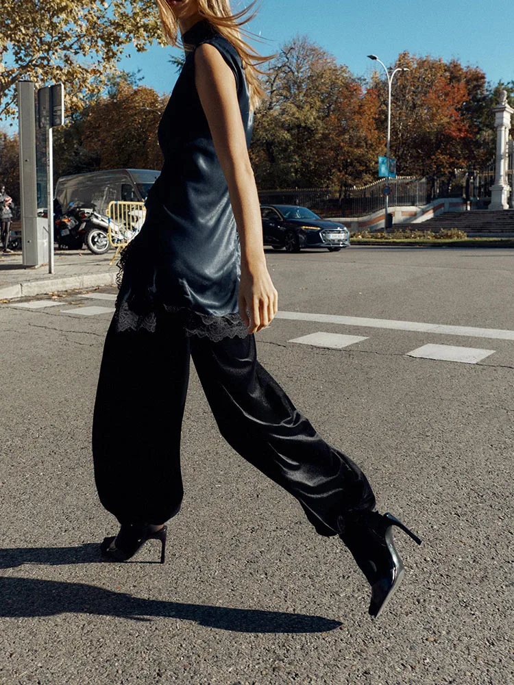 Ele Silk Satin Lace  Dr Winter New Arrival Women's Faion Patchwork Design Classy Ele Sle Ladies' Gown