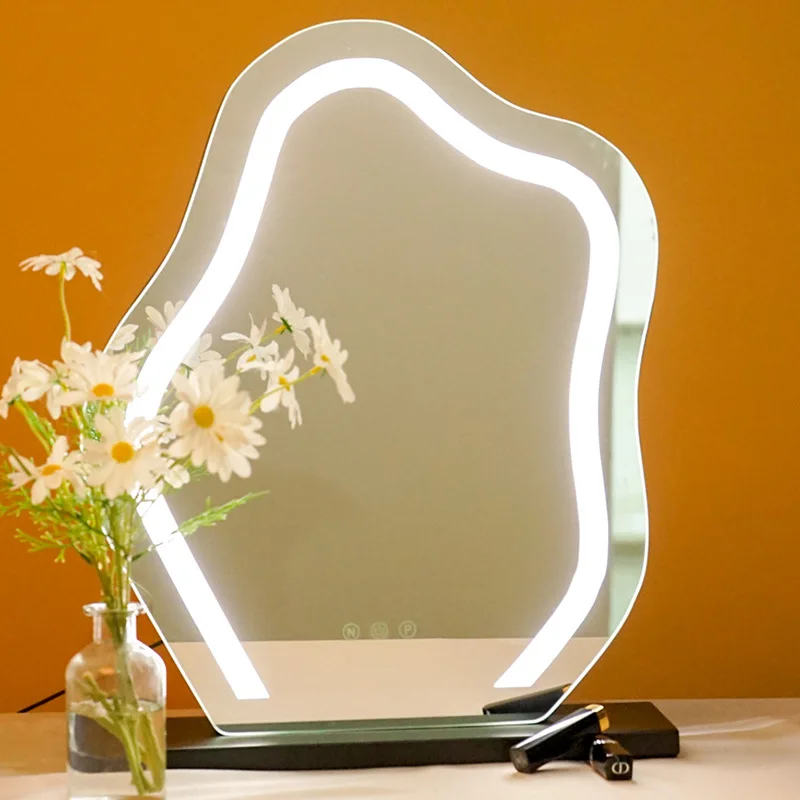 Makeup with lamp dressing table dressing smart beauty mirror desktop LED cloud shape dimming