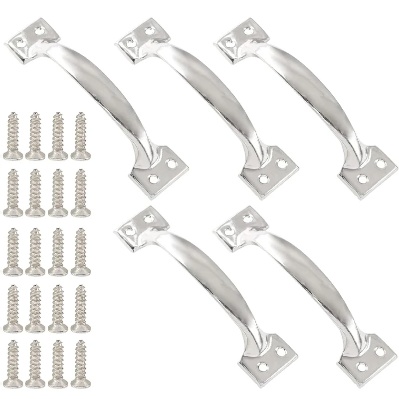 

5 шт. металлические дверные ручки в стиле ретро, дверные ручки в форме лука, дверные ручки для экрана, простой, но изысканный дизайн (с винтами)