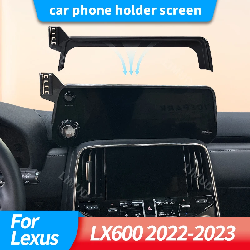 

Держатель для мобильного телефона на экран автомобиля для Lexus LX600 2022-2023, беспроводное зарядное устройство, кронштейн для GPS, гравитационная подставка, аксессуары