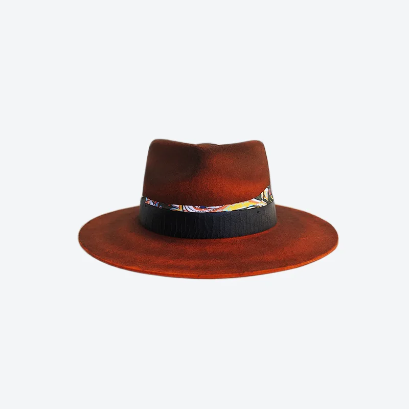 Vintage Distressed Wool Fedora Hat Autumn and Winter Wool
