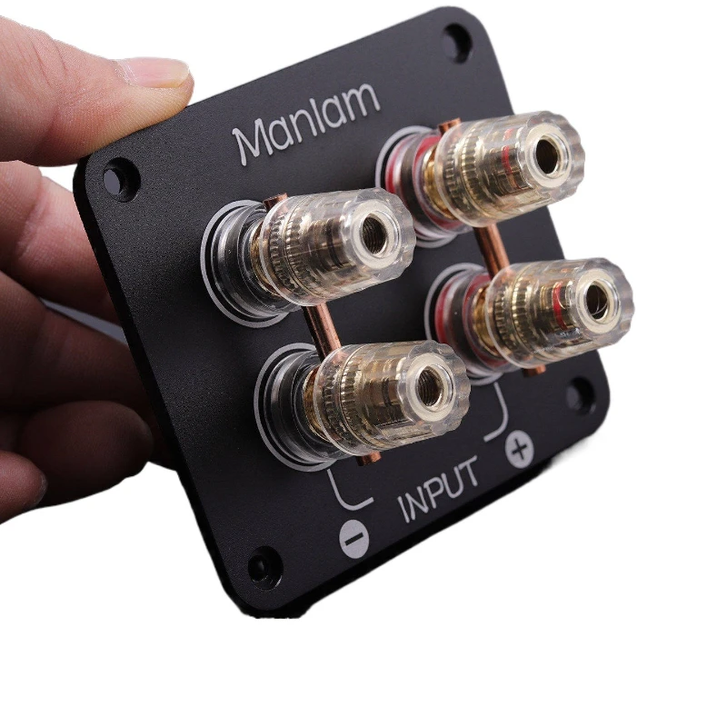 4-position black square full brass solderless speaker junction box board hifi audio diy accessories terminal 92*80