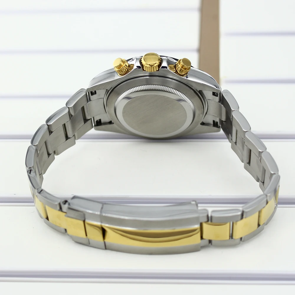 39mm Luxury Watch Case Bracelet With Sapphire Crystal For Seiko VK63A Movement VK63 Watch Accessory Repair Part Water Resistance